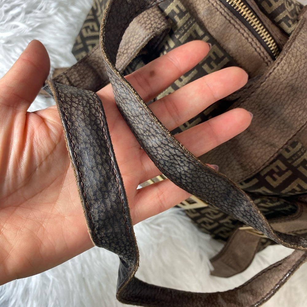 FENDI Brown Zucca Leather Satchel - Vintage - Picture 3 of 13
